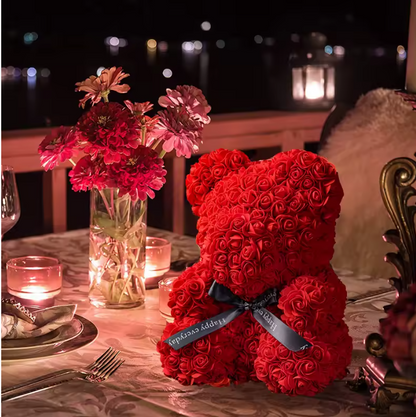 Ours en Peluche et Rose Éternelle